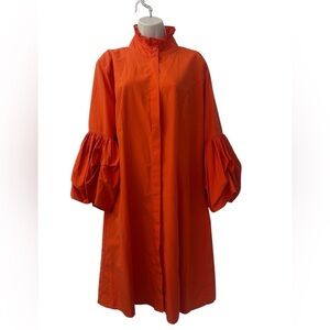 True Destiny 1X Ruffle Neck Puff Sleeve A-Line Dress Statement Balloon Sleeves